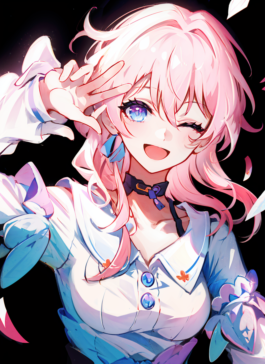 3978522132-471778455-_march 7th _(honkai_ star rail_), 1girl, ;d, black choker, blue eyes, breasts, choker, collarbone, hair between eyes, hand up, l.png